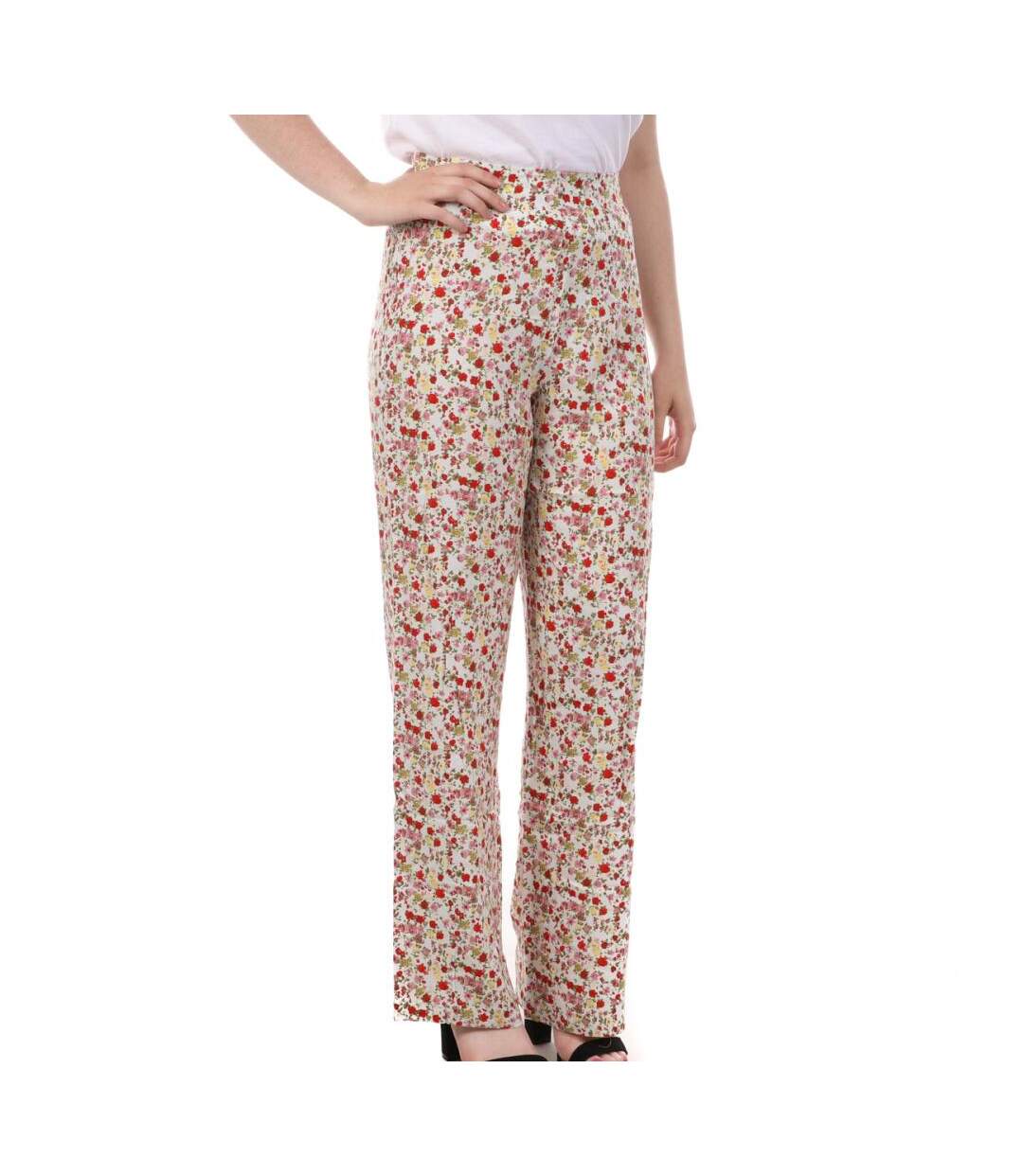 Pantalon Ample Blanc Imprimé Floral Femme Vero Moda Easy - S-1