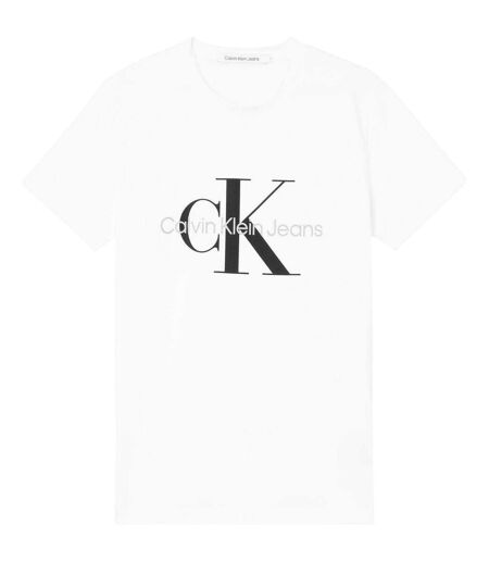 T-shirt Motif/style Monogramme Homme Blanc Calvin Klein