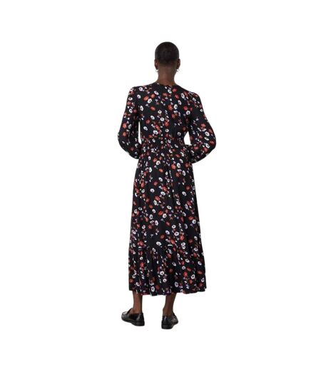 Robe Mi-longue Motif/style Floral Erina Femme Noir Finery