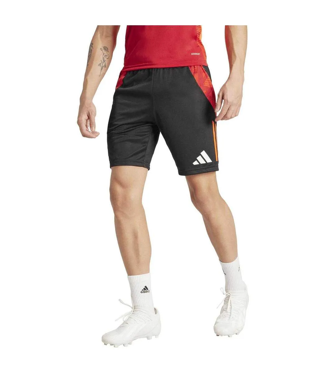 Mens Tiro 25 Competition Shorts Black Solar Red Adidas-1