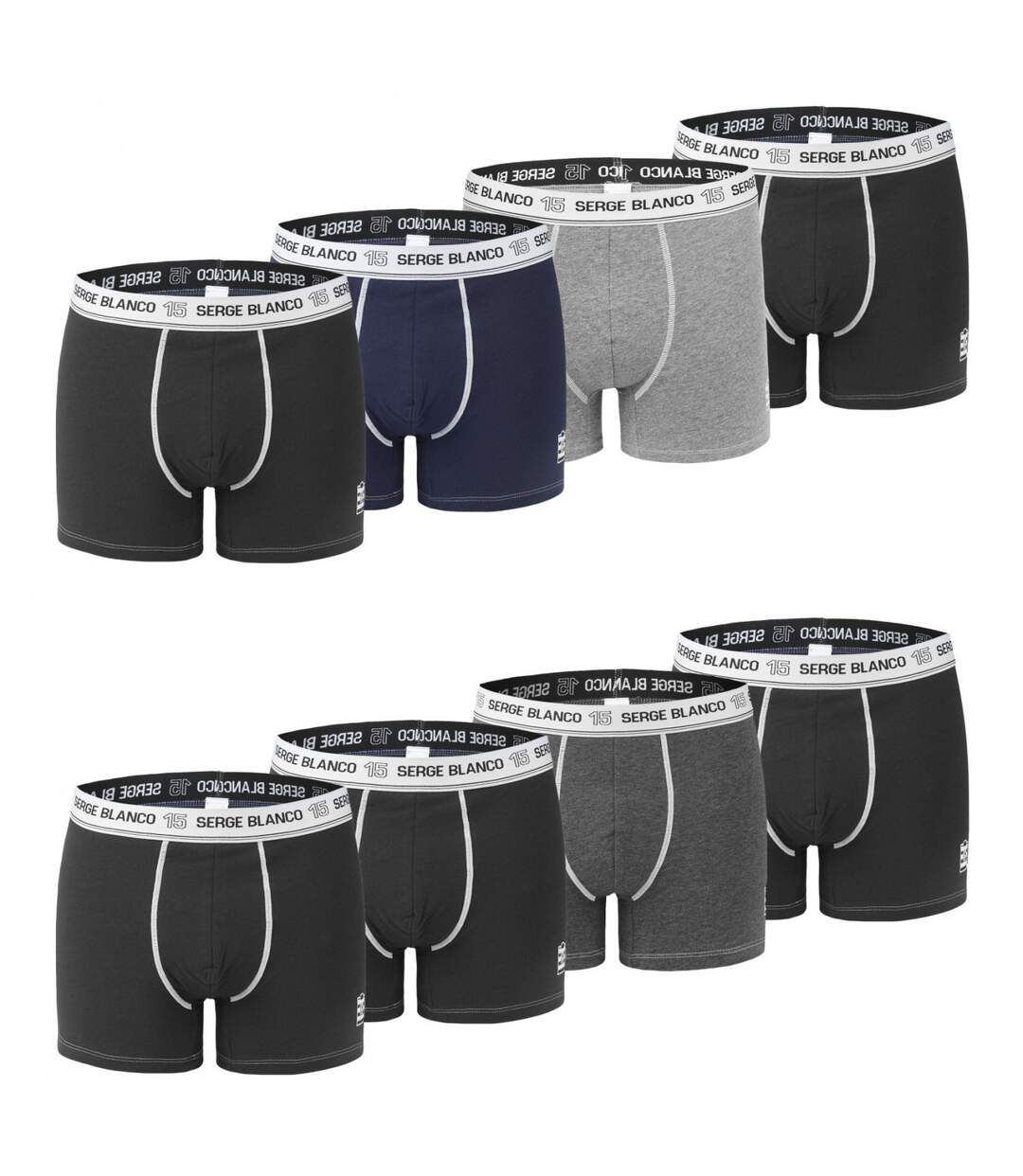 Lot de 8 boxers homme en coton Serge Blanco