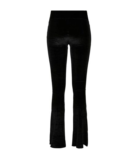 Womens/ladies Velvet High Waist Bootcut Leggings Black Urban Classics