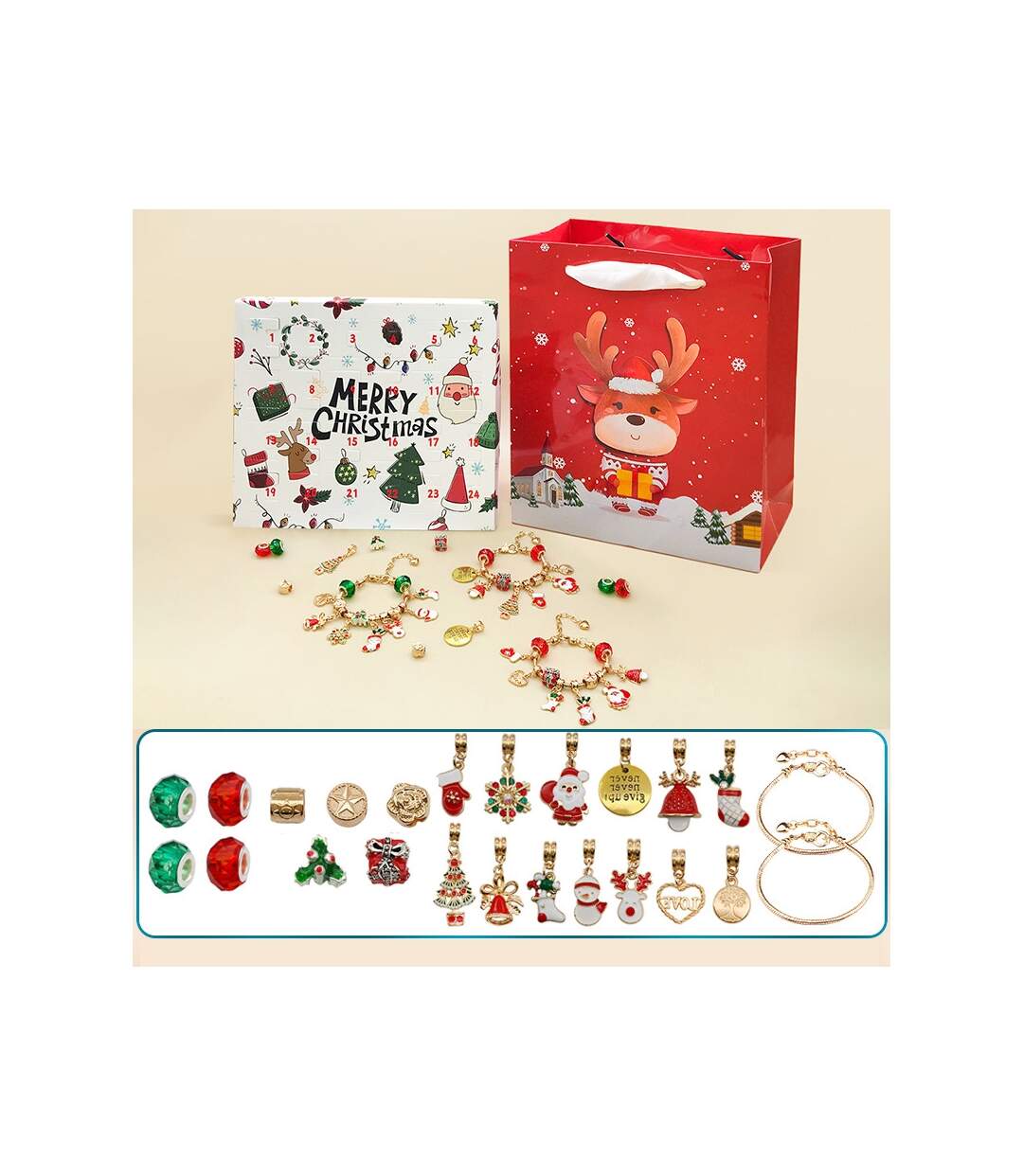 Calendrier de l'avent Charms, Perles et Bracelets - Cristal d'Autriche-1