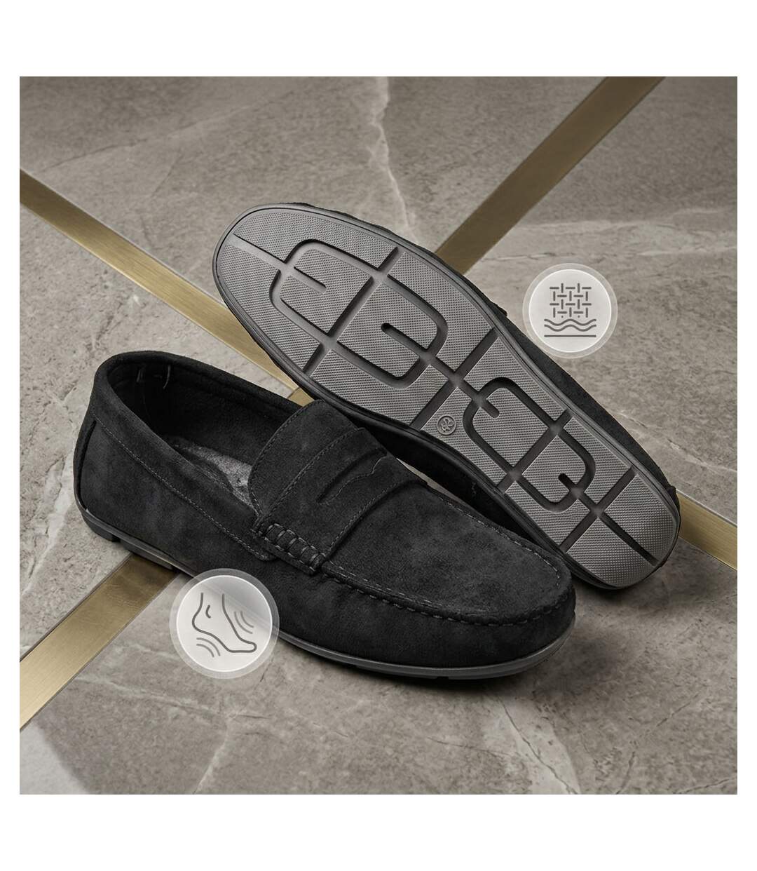 OZABI Mocassins Homme Ville Confort Slip-On Nubuck Souple-5