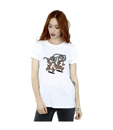 Disney Femme/Les femmes Chip 'n Dale Glasses Cotton Boyfriend T-Shirt (Blanc) - UTBI18719