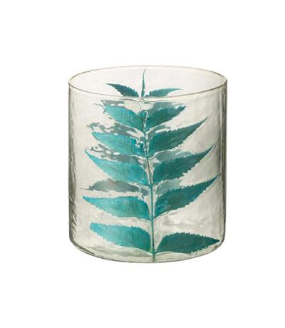 Paris Prix - Vase Design En Verre feuille 16cm Bleu