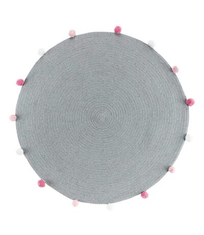 Tapis Rond Enfant Pompomparty 90cm Gris