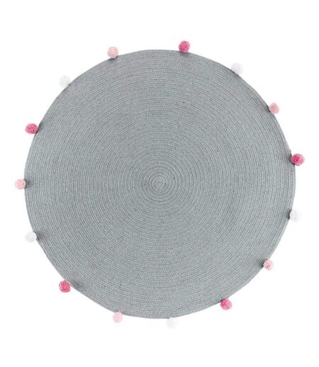 Tapis Rond Enfant Pompomparty 90cm Gris
