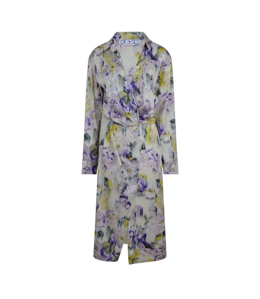Robe Portefeuille Motif/style Floral Chine Femme Vert Off White-2