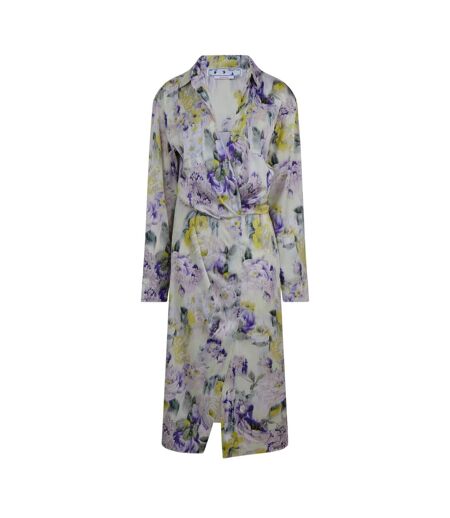 Robe Portefeuille Motif/style Floral Chine Femme Vert Off White