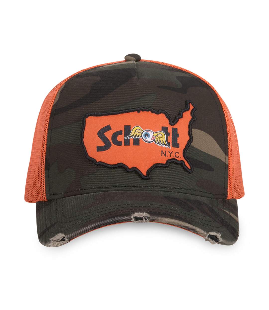 Casquette baseball avec filet avec badge camouflage Schott Army Vondutch-2