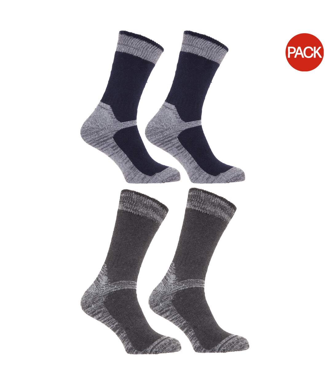 Lot de 4 Chaussettes renforcées pour bottes de travail paires homme bleu marine/gris Universal Textiles-1