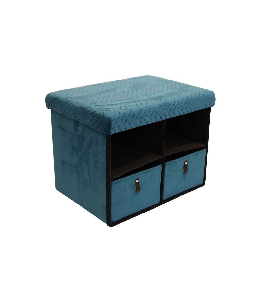 Pouf coffre de rangement avec niches Zig zag-1