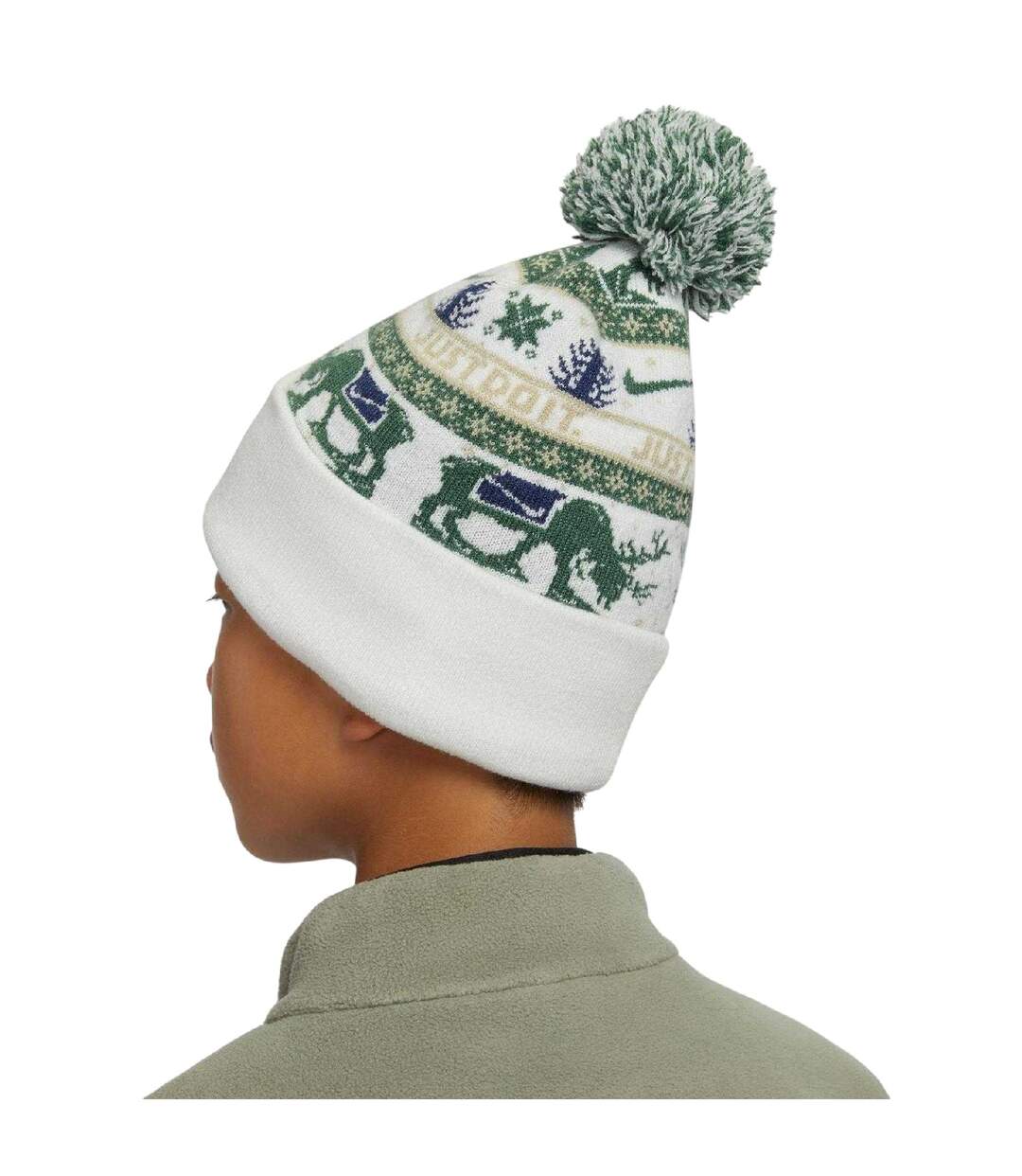 Peak Reindeer Bobble Hat White Fir Green Brown Nike-4