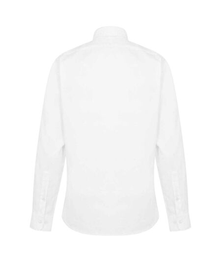 Mens Oxford Tailored Long-sleeved Button-down Shirt White Haines And Bonner