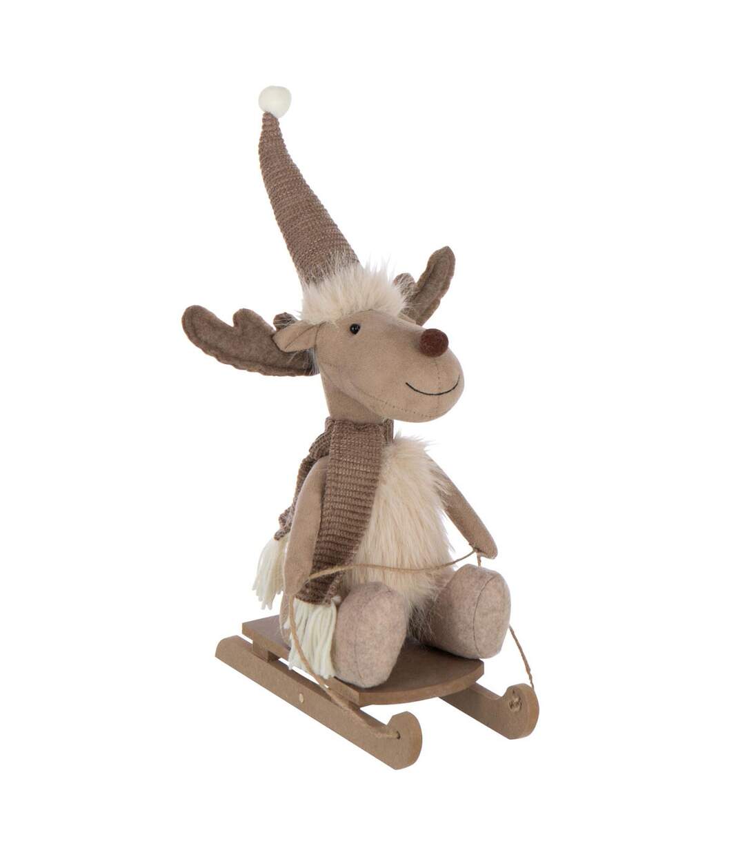 Statuette Élan Luge Fungo 40cm Beige-1