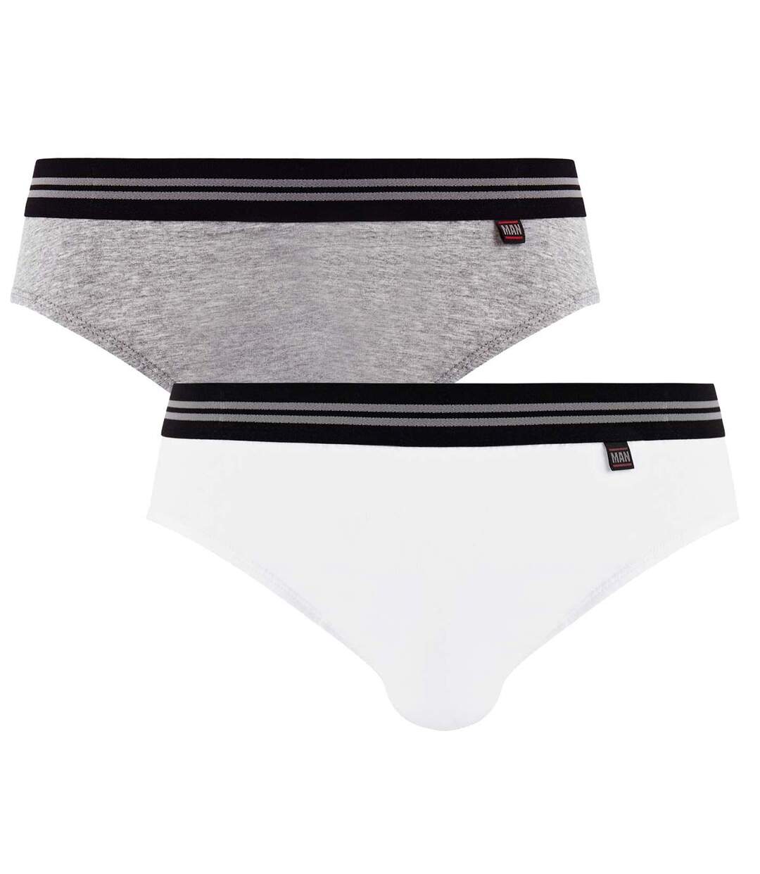 Lot de 2 slips gris chiné & blanc Gentleman-2