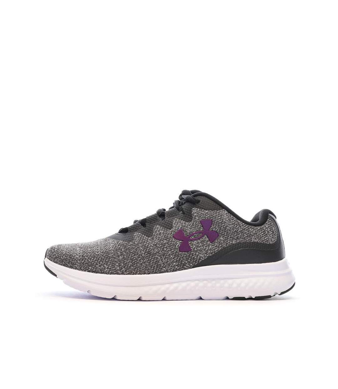 Chaussures de running grises/violettes femme under armour charged-1