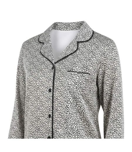 OZABI Pack 2 Pyjamas Femme Longs Satinés Imprimés, Col Chemise