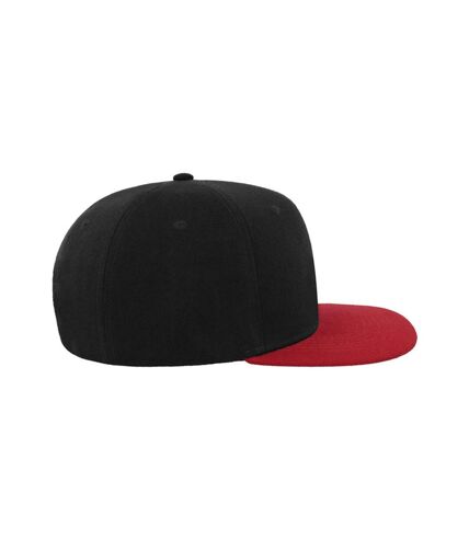 Atlantis Snap Back Flat Visor 6 Panel Cap (Pack of 2) (Black/Red) - UTAB423