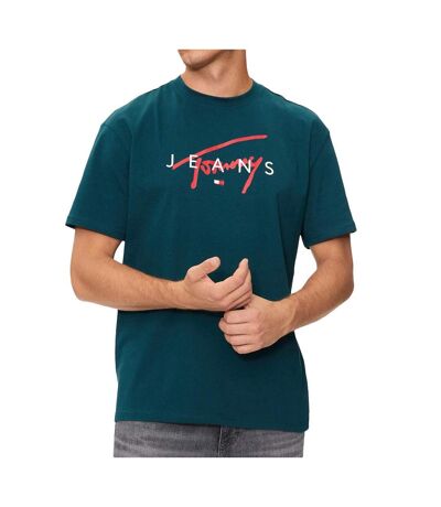 T-shirt vert emeraude homme tommy hilfiger reg signature - xl