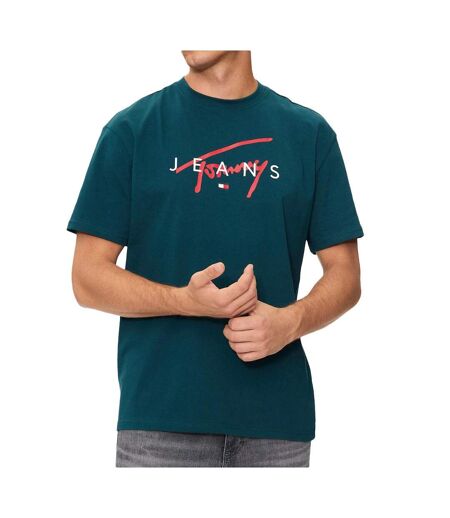 T-shirt vert emeraude homme tommy hilfiger reg signature - xl
