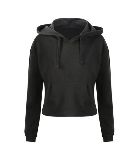 Womens/ladies girlie cropped hoodie jet black Awdis