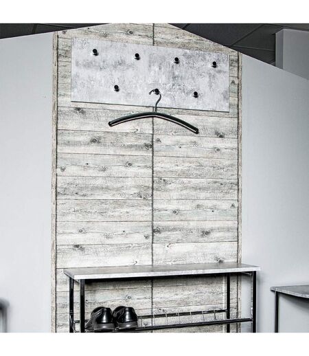 Patère Murale 7 Crochets Déco Béton 80cm Gris