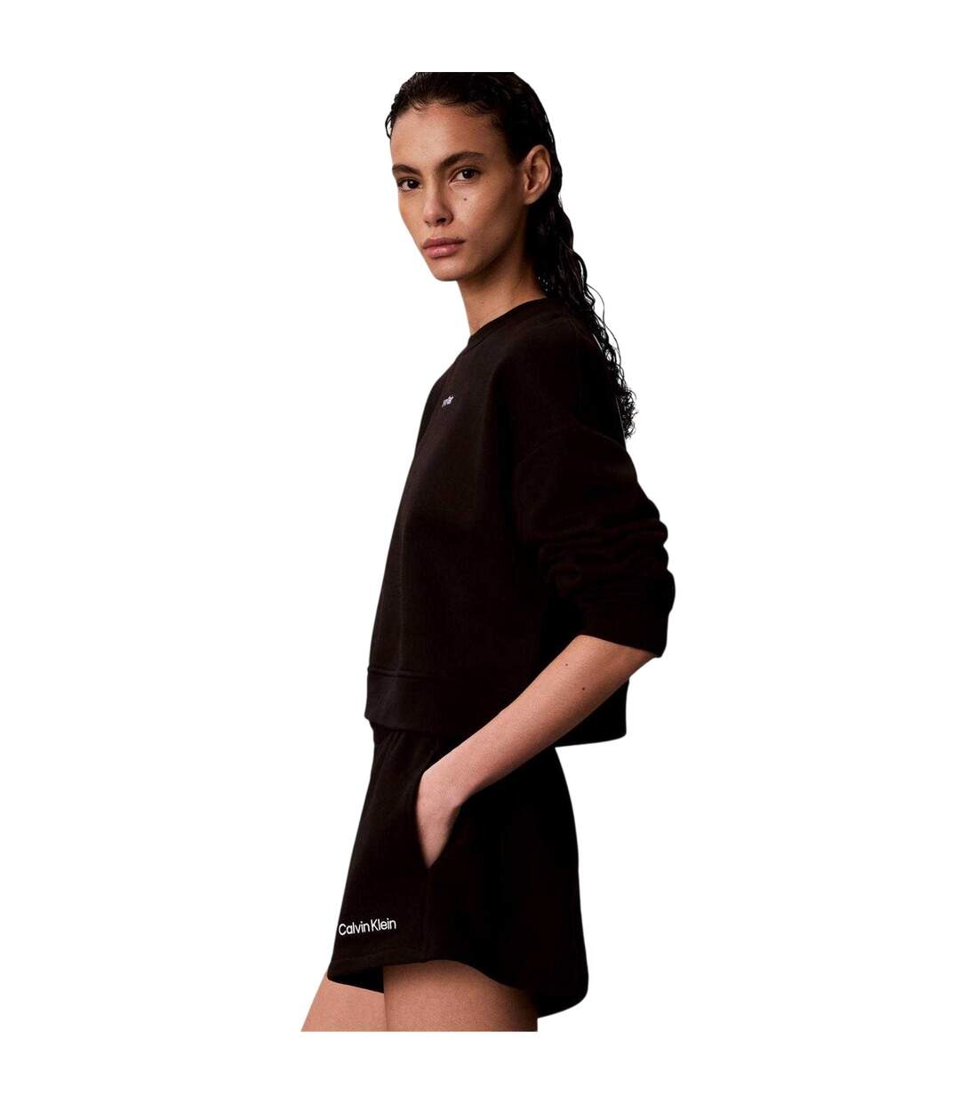 Womens/ladies Woven Logo Shorts Black Calvin Klein-4