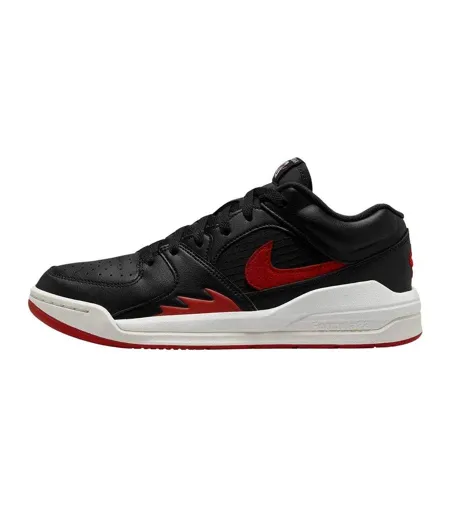 Womens/ladies Jordan Stadium 90 Swoosh Leather Trainers Black Red Nike
