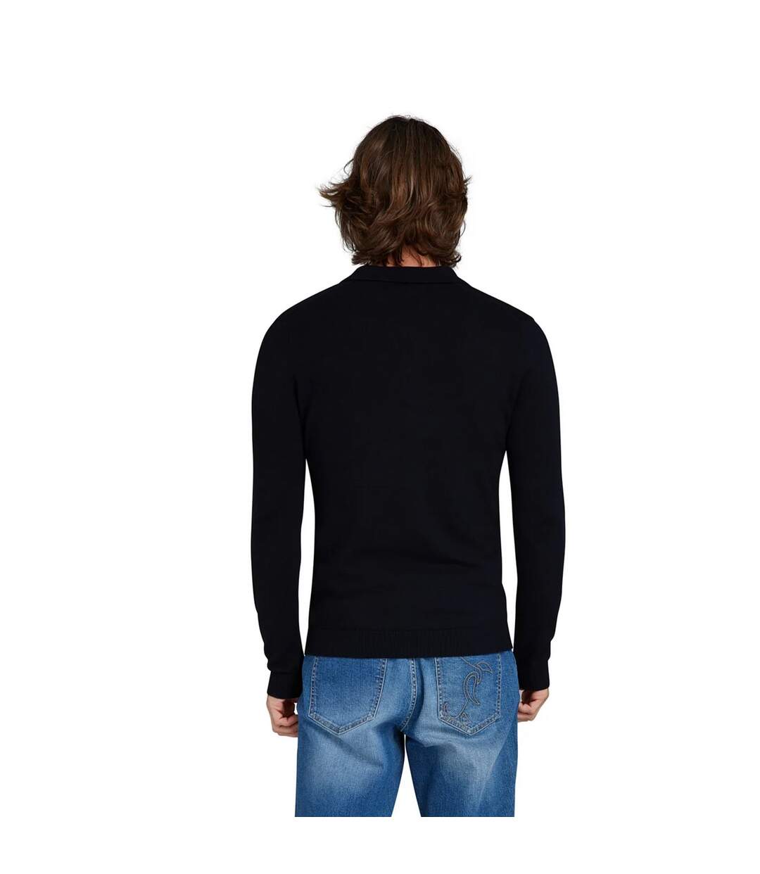 Mens Knitted Classic Polo Shirt Black Raging Bull-2