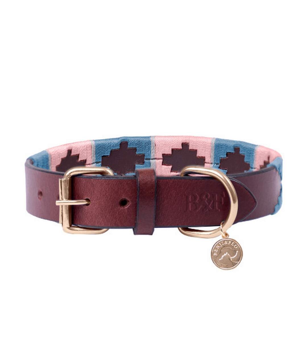 Sublime polo leather dog collar xl neckline: 54cm-65cm grape/riviera blue Benji & Flo-1