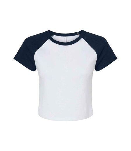 T-shirt court femme blanc / bleu marine Bella + Canvas