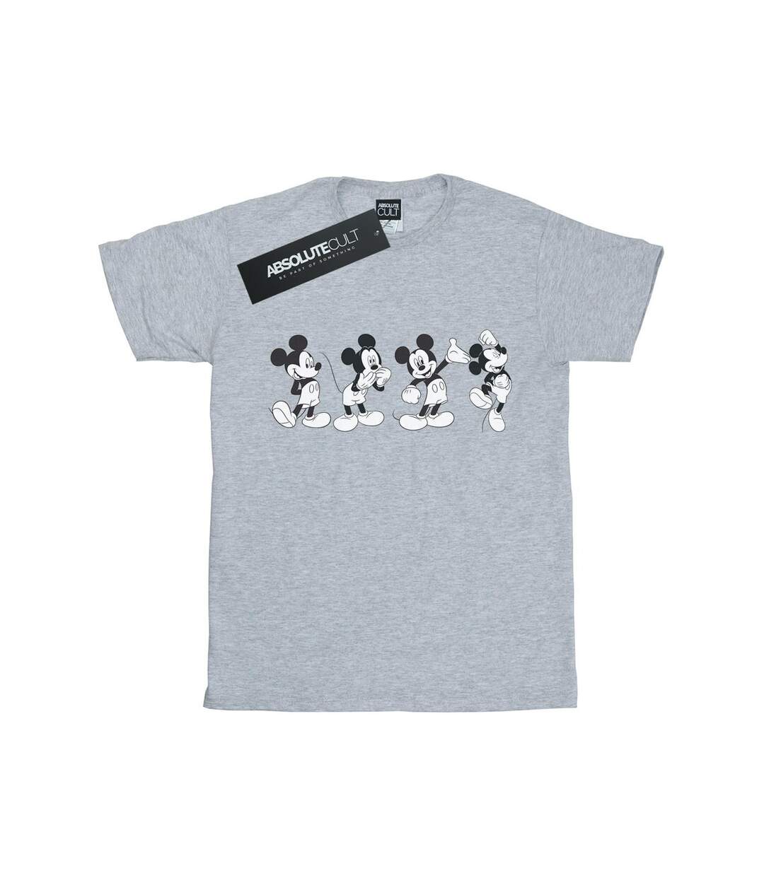 Disney Womens/Ladies Mickey Mouse Four Emotions Cotton Boyfriend T-Shirt (Gris sportif) - UTBI35974-1