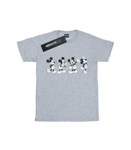 Disney Womens/Ladies Mickey Mouse Four Emotions Cotton Boyfriend T-Shirt (Gris sportif) - UTBI35974