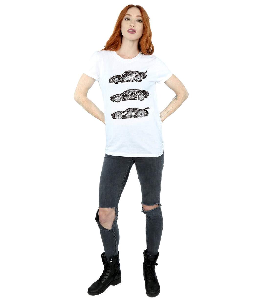 Disney - T-shirt CARS TEXT RACERS - Femme (Blanc) - UTBI16182-4