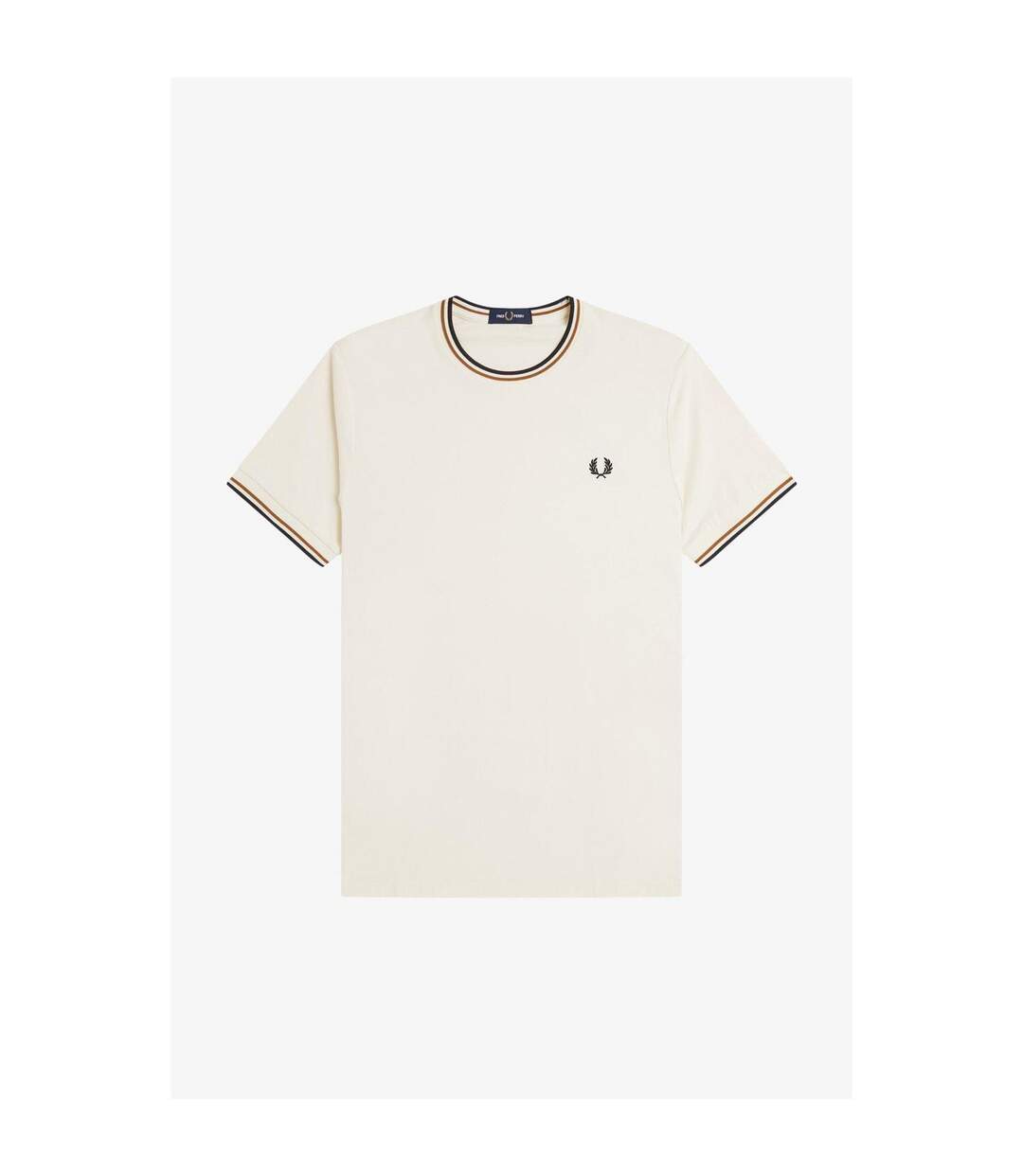 T-shirt Motif/style Rayure Contrastée Sur Bord Homme Écru Fred Perry-1