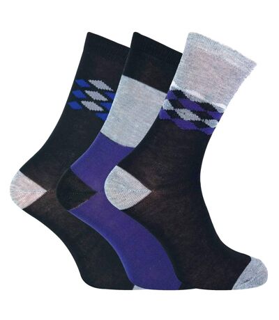 6 Pk Mens Patterned Socks with comfort toe seams