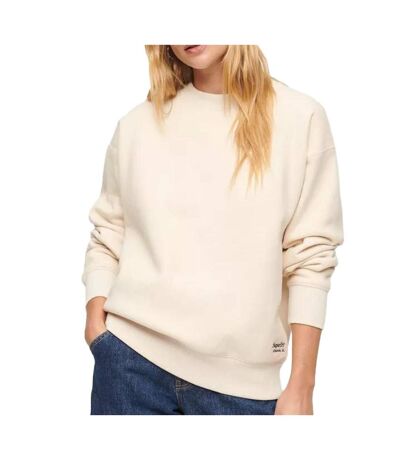 Sweat beige femme superdry essential logo - l