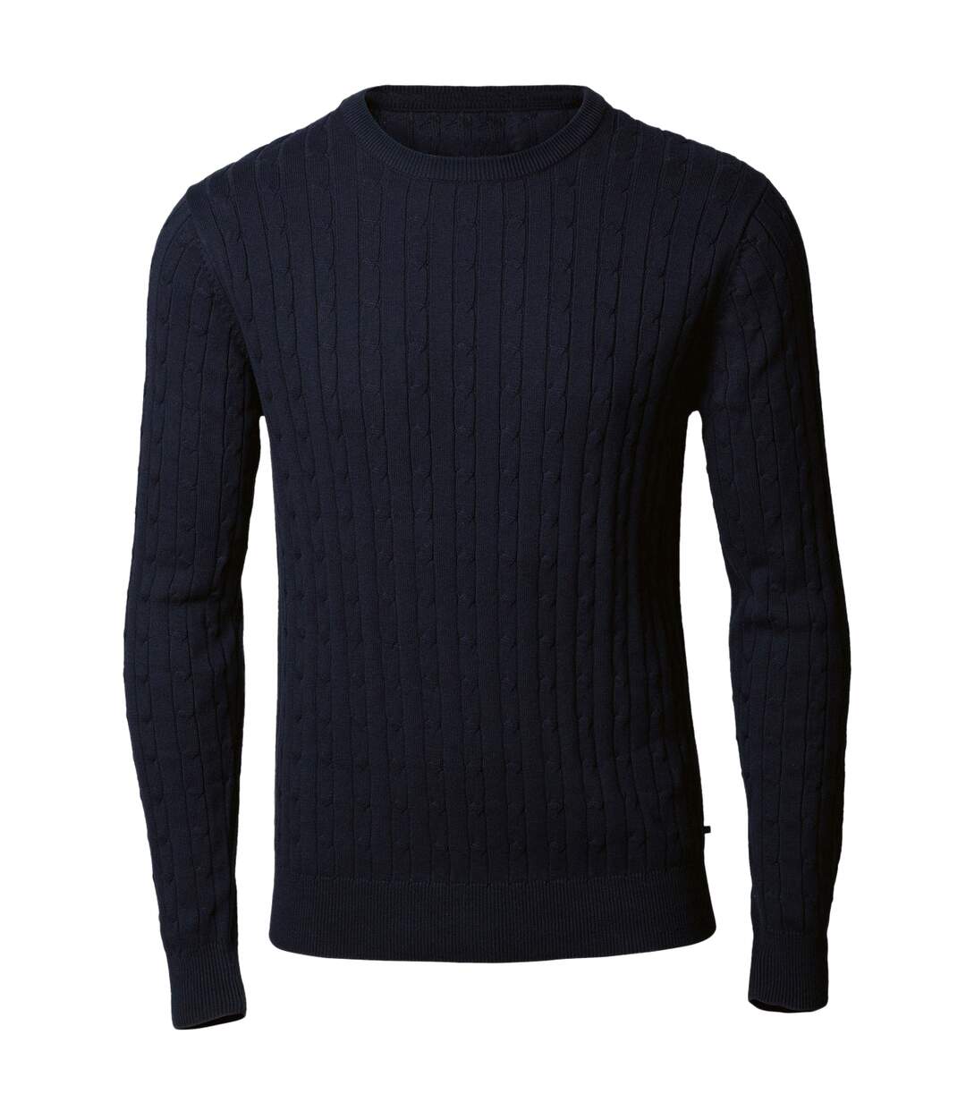 Front Row Mens Cotton Rich Cable Knit Sweater/Jumper (Navy) - UTRW4702