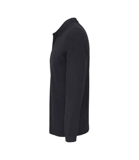 Unisex Adult Planet Long-sleeved Polo Shirt Black SOLS