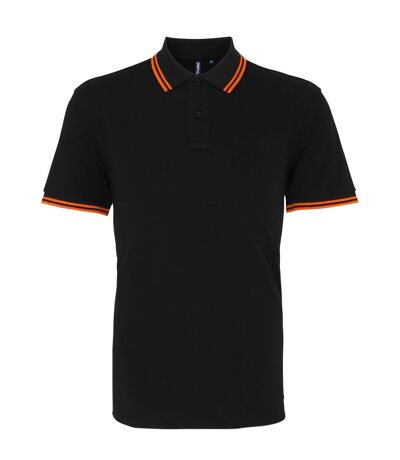 Asquith & Fox Mens Classic Fit Tipped Polo Shirt (Black/ Orange)