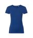 Womens/ladies organic short-sleeved t-shirt bright royal blue Russell