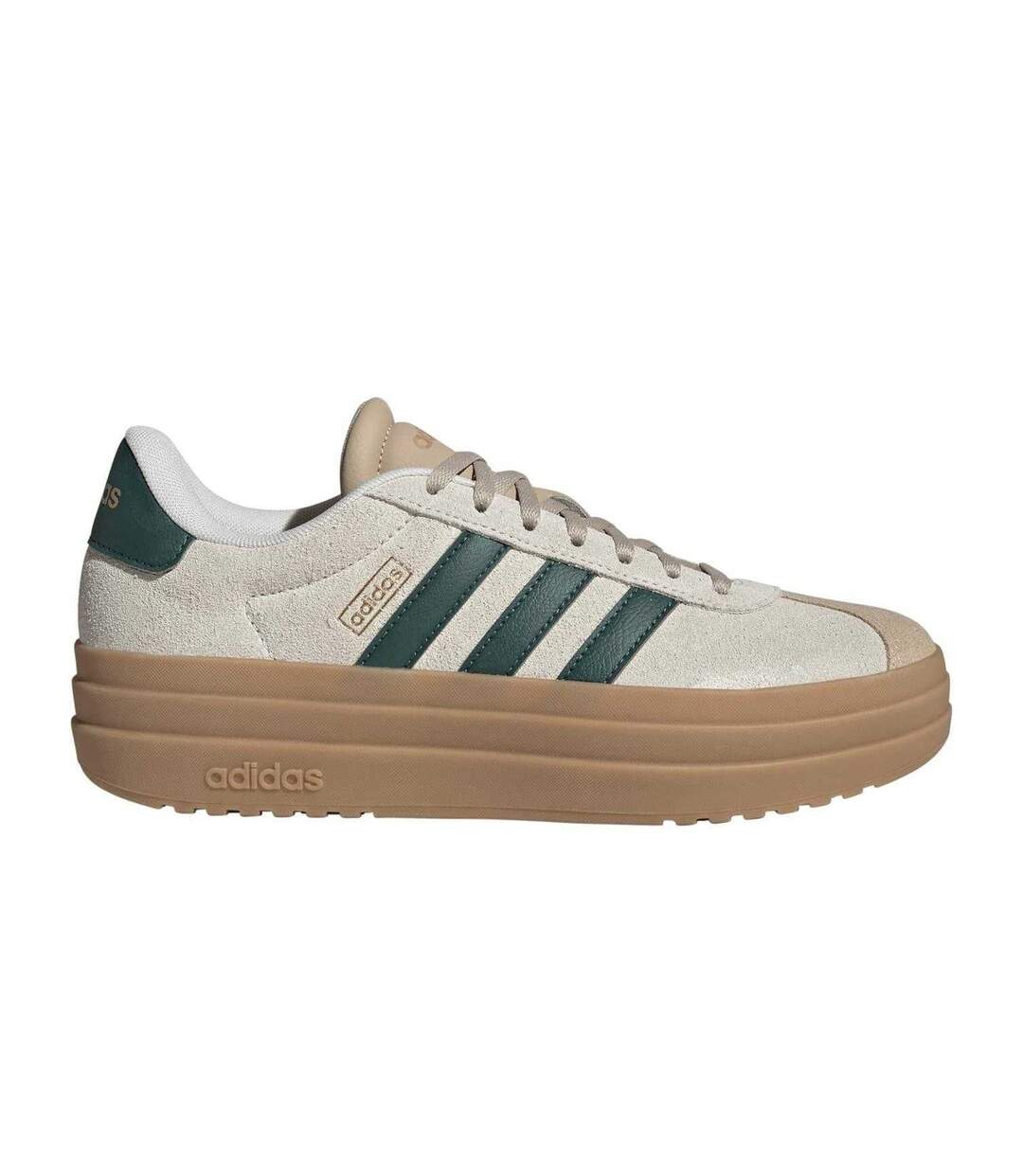 Womens/ladies Court Bold Leather Trainers Beige Green Adidas-4