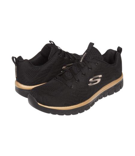 Womens/ladies graceful get connected trainers black/rose gold Skechers