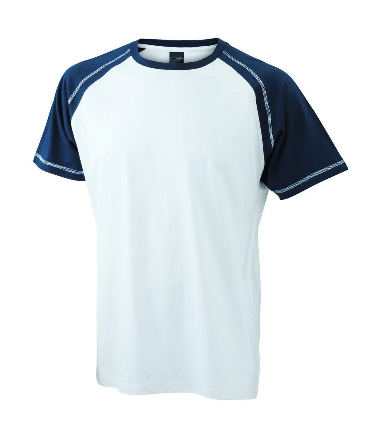 T-shirt bicolore pour homme JN010 - blanc et bleu marine