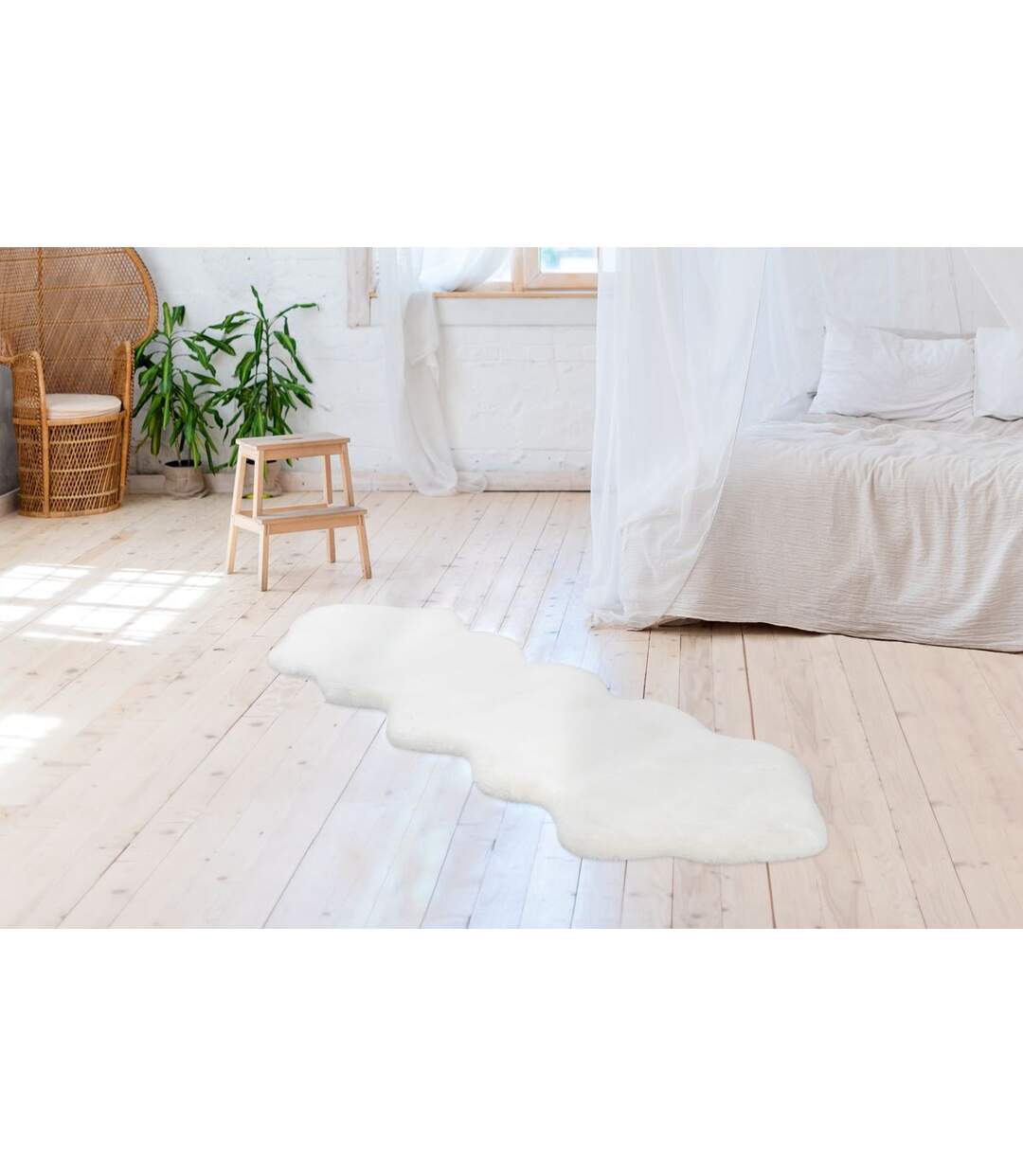 Tapis Déco Sheep 60x180cm Blanc-2