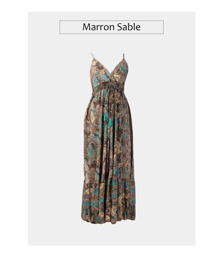Robe longue volantée bohème VIRGINY imprimé ethnique Coton Du Monde