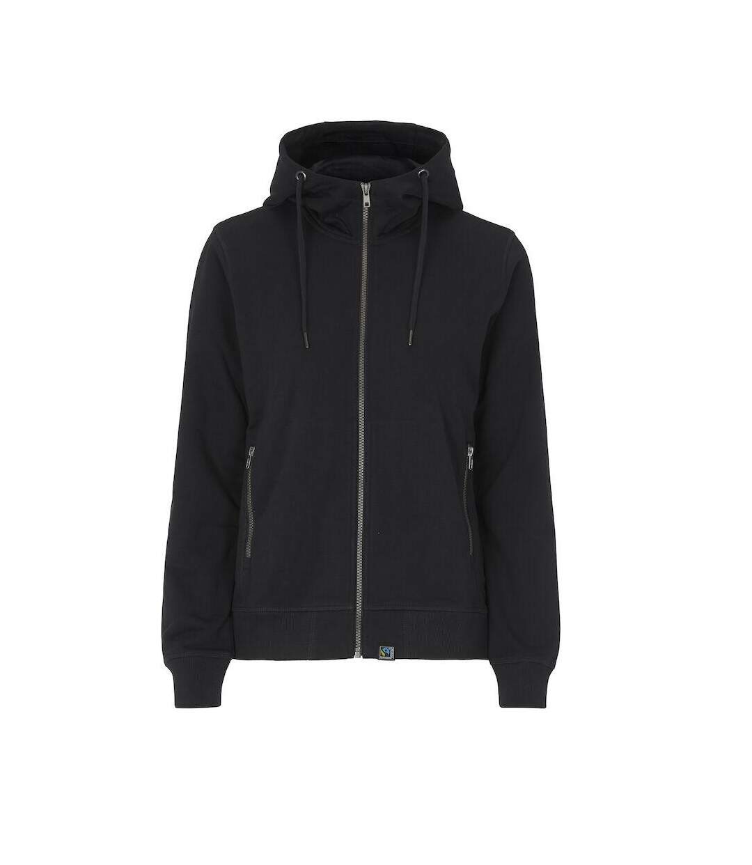 Womens/ladies French Terry Full Zip Hoodie Black Cottover-2