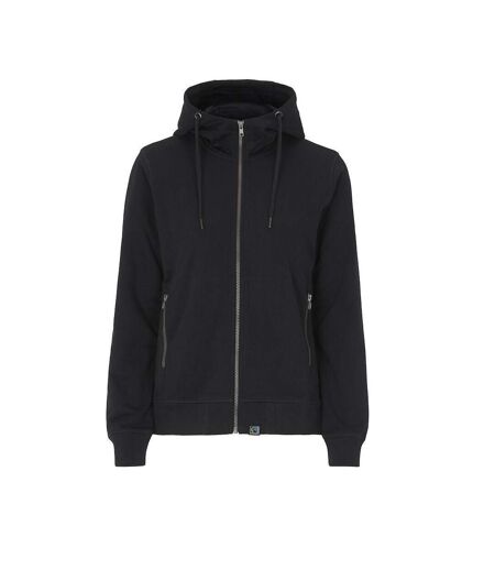 Womens/ladies French Terry Full Zip Hoodie Black Cottover